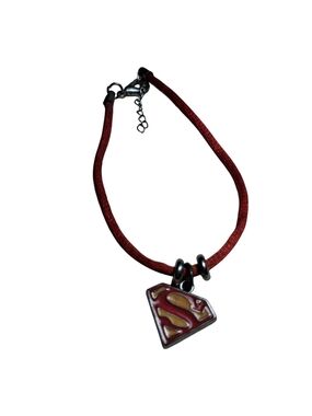 Vintage DC Comics Red and Yellow Superman Shield Cord Bracelet